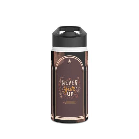 Motivational Stainless Steel Water Bottle - 'Never Give Up' Design